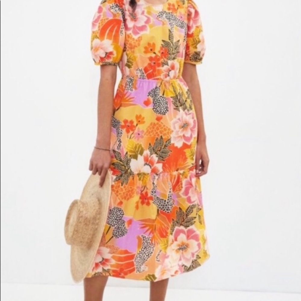 Farm Rio Dress floral animal print ANTHROPOLOGIE